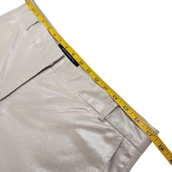 French Connection Womens Shimmer Trouser Pants Size 10 Cream Metallic Ankle - Picture 8 of 12